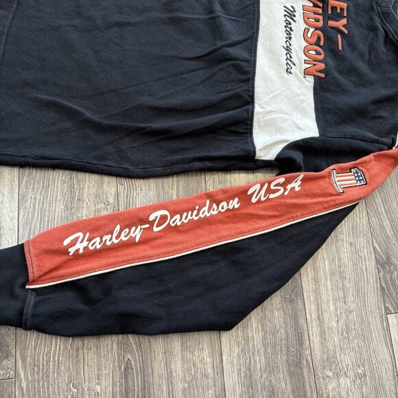 Vtg Harley Davidson Mens Sweater XL Black Prestige Embroidered Double Sided HD - Picture 7 of 16